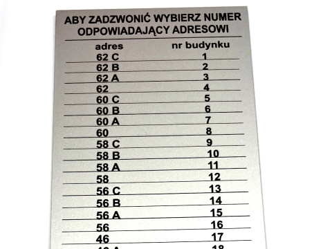 Tabliczka POD DOMOFON Tabliczka POD DOMOFON