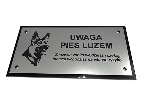 Tabliczka informacyjna UWAGA PIES - luzem ! Tabliczka informacyjna UWAGA PIES - luzem !