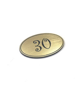 Numerek na drzwi , 5 x 3 cm złoty szczotkowany - 30 - lub dowolna cyfra