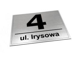 Tabliczka adresowa na działkę 20x15 cm numer domu ulica srebro szczotkowane grawer