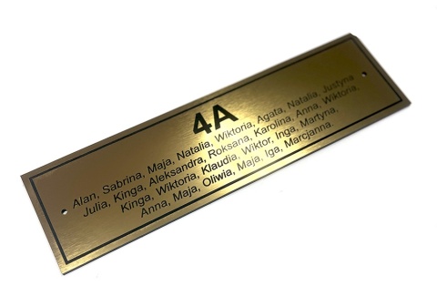 Tabliczka grawerowana 25x8 cm złota odporna na warunki atmosferyczne Tabliczka grawerowana 25x8 cm złota odporna na warunki atmosferyczne