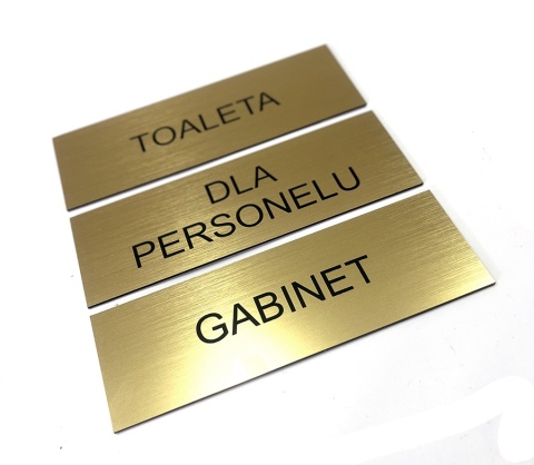 Tabliczki na drzwi 3 szt.- złoto szczotkowane -toaleta, gabinet, personel