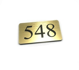 Numerek na drzwi 6x3,5 cm złoto szczotkowane tabliczka samoprzylepna