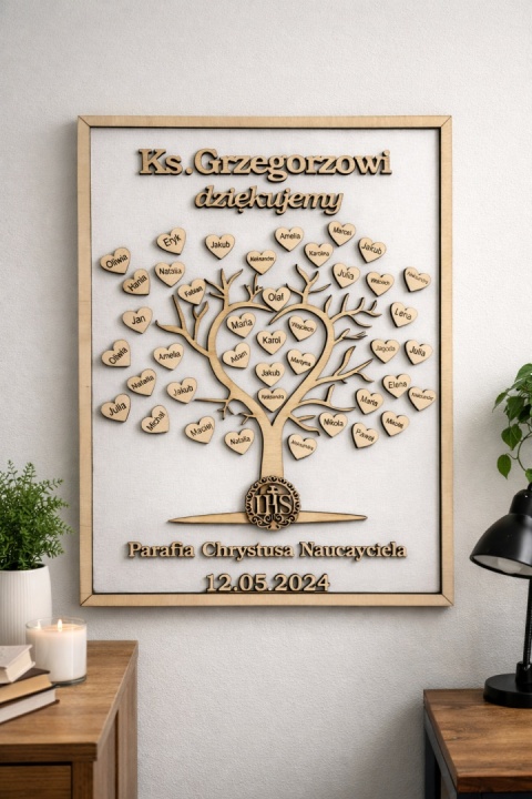 Personalizowany obraz „Drzewo wdzięczności” – podziękowanie dla księdza / nauczyciela / wychowawcy