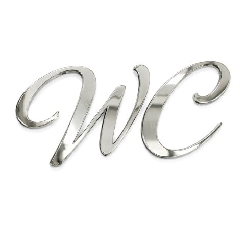 WC napis - plexi 3D – lustro srebrne – elegancki napis na drzwi