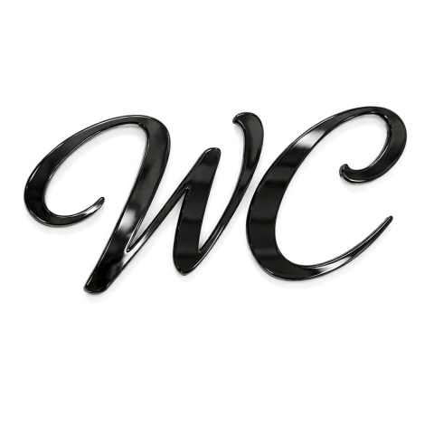 WC napis - plexi 3D – plexi połysk – elegancki napis na drzwi