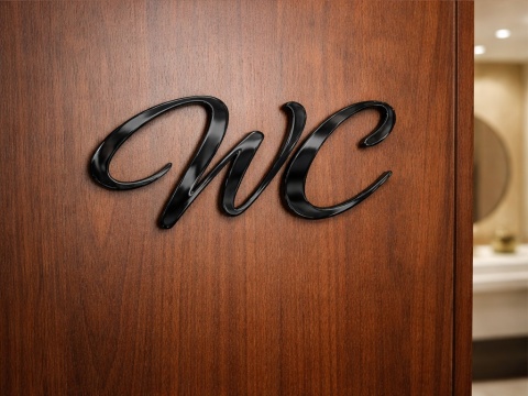 WC napis - plexi 3D – plexi połysk – elegancki napis na drzwi